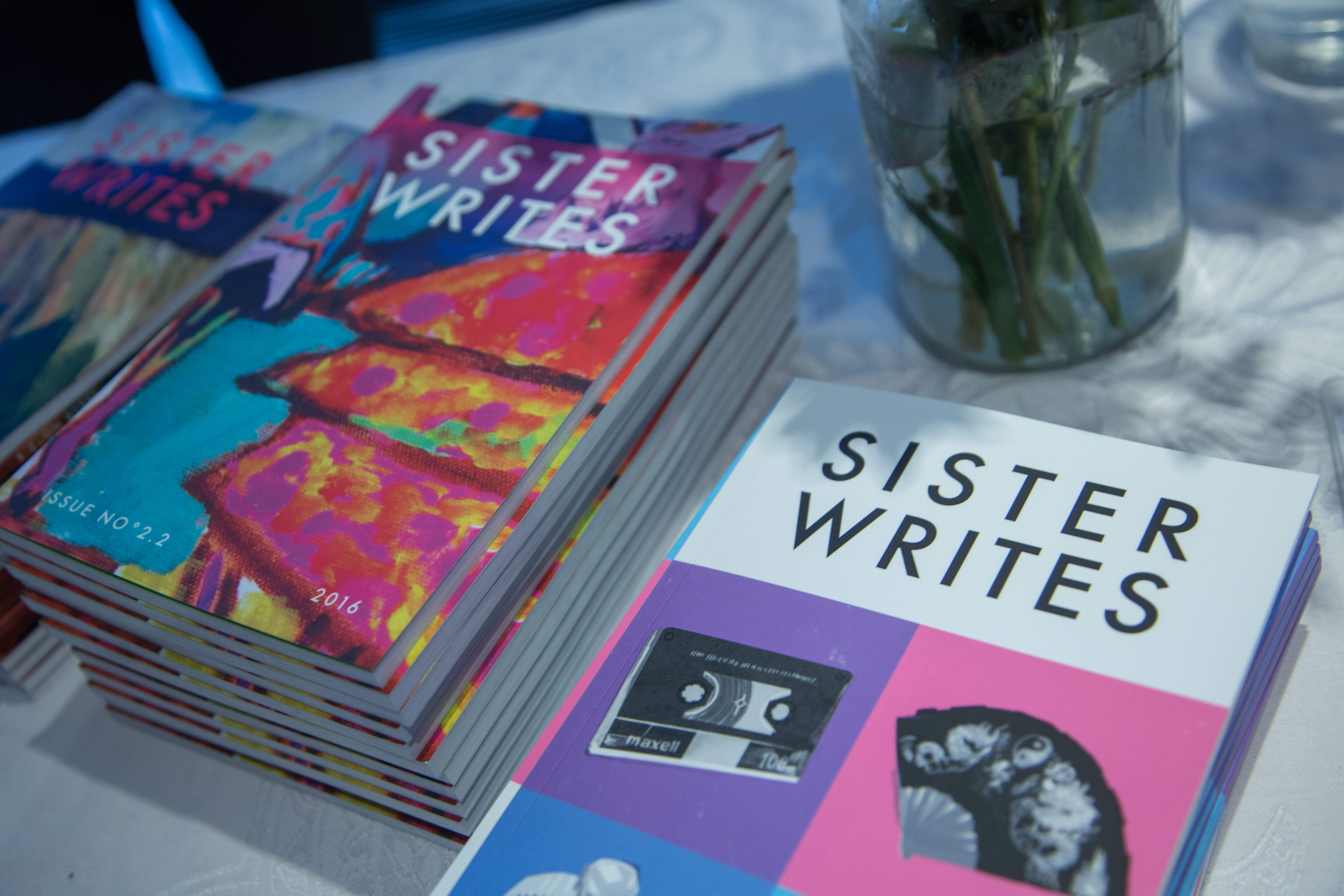 Magazines on table